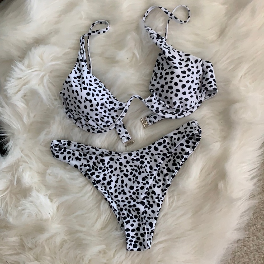 High waist Dalmatian animal print bikini